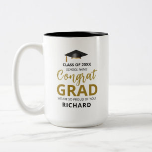 Gold & Black Modern Graduation Custom Gift Two-Tone Coffee Mug