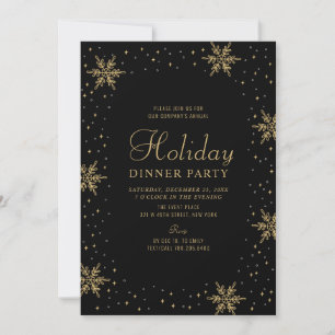 Gold & Black Modern Holiday Dinner Party Invitation
