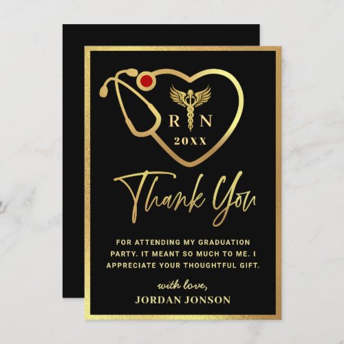 Gold Black Modern Nursing School Graduation Thank  Thank You Card - Gold Black Modern Nursing School Graduation Thank You Card.
For further customization, please click the "Customize" link and use our  tool to design this template. 
If you need help or matching items, please contact me.