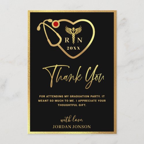 Gold Black Modern Nursing School Graduation Thank You Card - Gold Black Modern Nursing School Graduation Thank You Card.
For further customization, please click the "Customize" link and use our  tool to design this template. 
If you need help or matching items, please contact me.