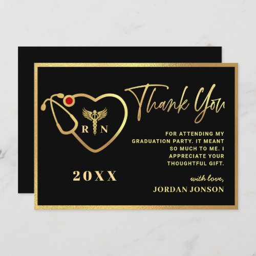 Gold Black Modern Nursing School Graduation Thank You Card - Gold Black Modern Nursing School Graduation Thank You Card.
For further customization, please click the "Customize" link and use our  tool to design this template. 
If you need help or matching items, please contact me.