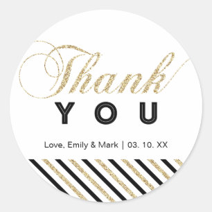 Gold & Black Modern Party Thank You Sticker