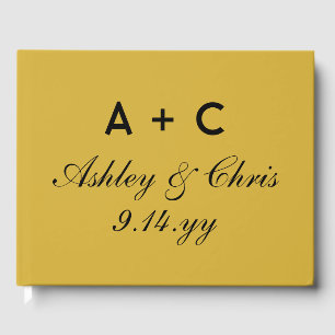 Gold Black Modern Personalized Wedding Reception Guest Book