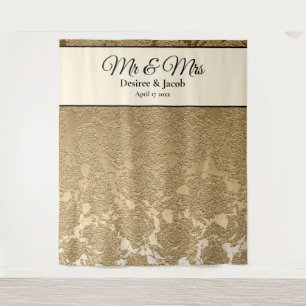 Gold Black Modern Photo Booth Wedding Backdrop