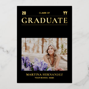 Gold & Black Modern Photo Graduation Announcement