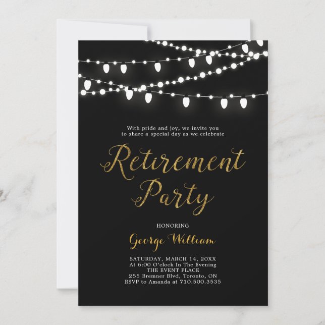 Gold & Black | Modern Retirement Party Invitation (Front)