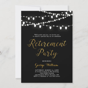 Gold & Black Modern Retirement Party Invitation