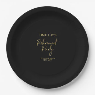 Gold & Black Modern Retirement Party Paper Plates