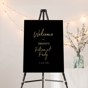 Gold & Black Modern Retirement Party Welcome Foam Board