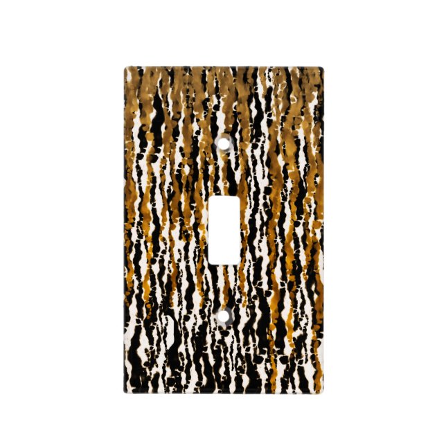 Gold & Black Modern Safari Rain Jungle Glam Light Switch Cover (Front)