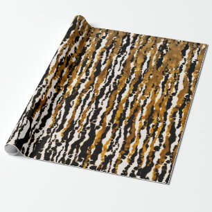 Gold & Black Modern Safari Rain Jungle Glam Party Wrapping Paper