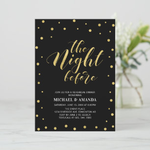 Gold & Black Modern Typography Rehearsal Dinner Invitation