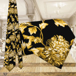 Gold & Black Modern Vintage Botanical Floral Toile Tie<br><div class="desc">An elegant black and gold wedding and special occasion neck tie featuring gold swirling flowers against a solid black background.</div>