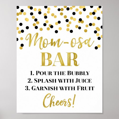 Gold Black Mom_osa Bar Sign Baby Shower