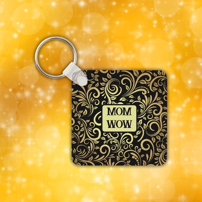 Gold & Black - MOM - WOW |  Keychain (Creator Uploaded)