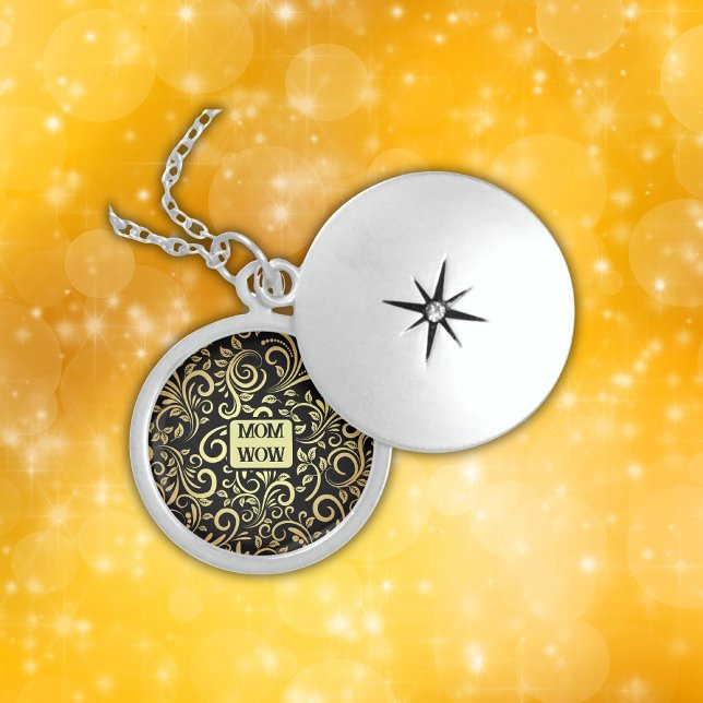 Gold & Black - MOM - WOW | Sterling Silver  Locket Necklace (Creator Uploaded)