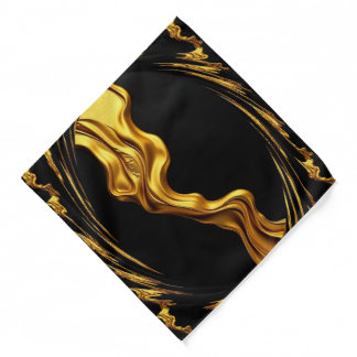 Gold Black Monochrome Christian Opulent Swirl Bandana