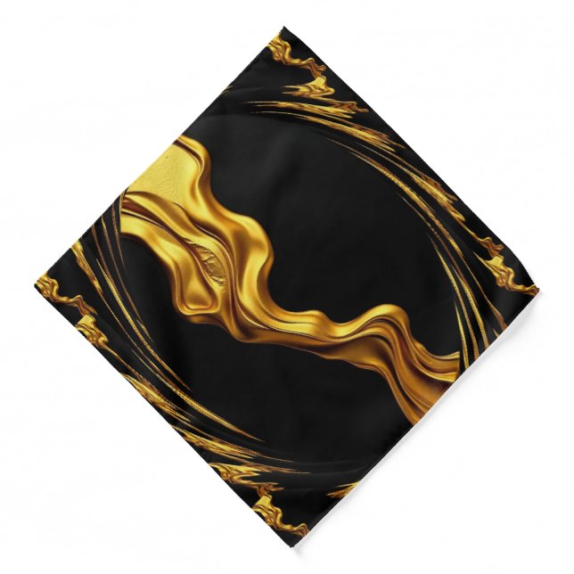 Gold Black Monochrome Christian Opulent Swirl Bandana (Front)