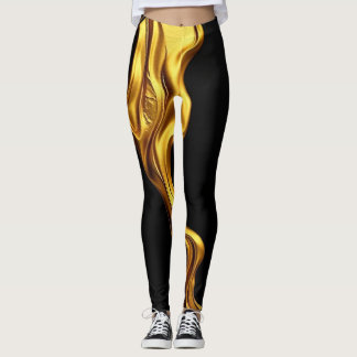 Gold Black Monochrome: Opulent Swirl Achempong    Leggings