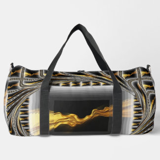 Gold Black Monochrome Opulent Swirl Liquid Christi Duffle Bag
