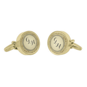 Gold & Black Monogram Cufflinks