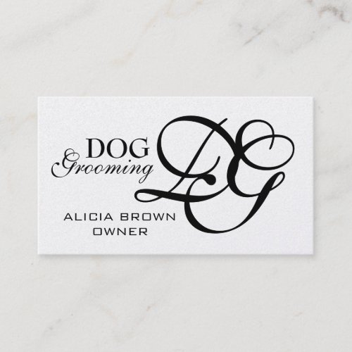 Gold Black Monogram Dog Grooming Business Cards