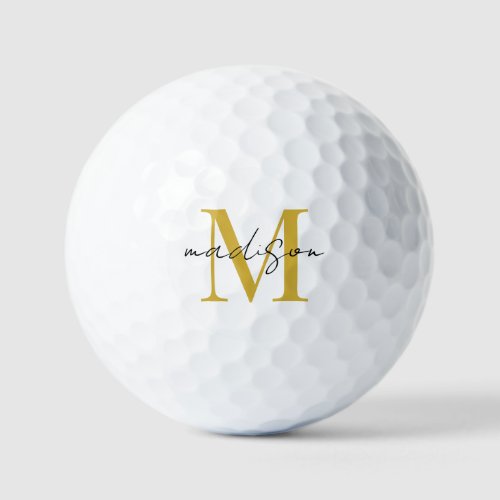 Gold Black Monogram Golf Balls
