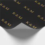 Gold Black Monogram Initials Bride Groom Wedding Wrapping Paper<br><div class="desc">Designed with text template for monogrammed initials which you can customize! You may also change the colors as you wish.</div>