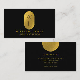 Gold & Black Monogram Modern Minimalist  Business Card