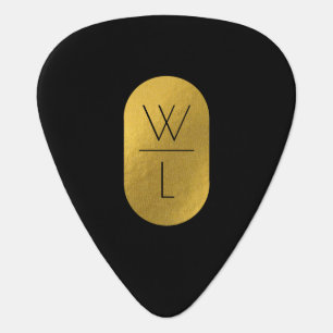 Gold & Black Monogram Modern Minimalist Guitar Pick