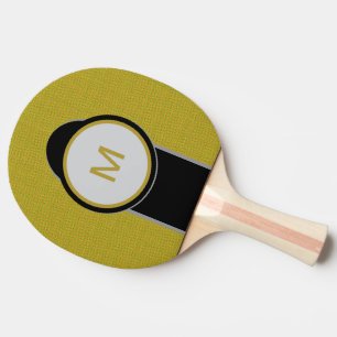 Gold Black Monogram Ping Pong Paddle