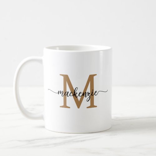 Gold Black Monogram Script Name Elegant Custom  Coffee Mug