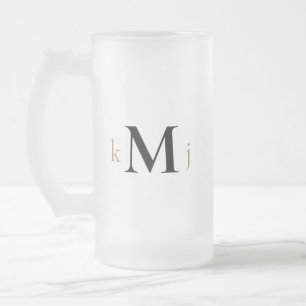 Gold & Black Monogram Wedding Frosted Glass Beer Mug