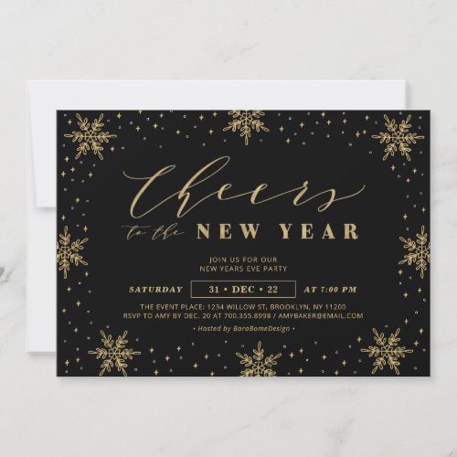 Gold  Black  New years eve Corporate Party Invitation