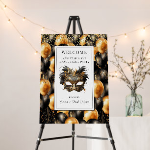 Gold Black New Year's Eve Masquerade Party Foam Board