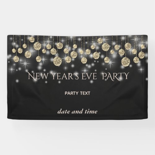 Gold black  New Years Eve  party sparkling Banner