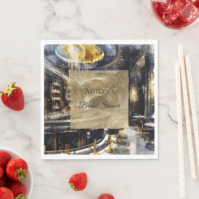 Gold black Night Club Party Bridal Shower  Napkins (Insitu)