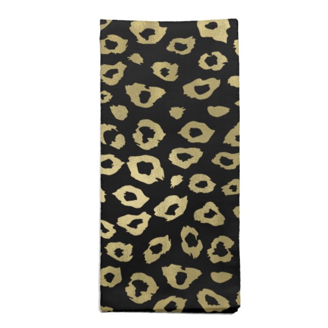 Gold Black Ombre Leopard Print Napkin (Folded)