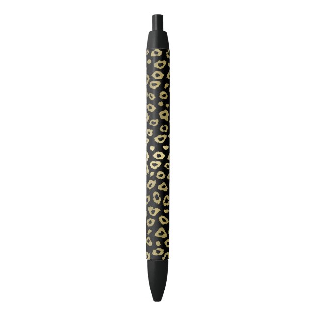 Gold Black Ombre Leopard Print Pen (Front Vertical)