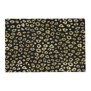 Gold Black Ombre Leopard Print Placemat