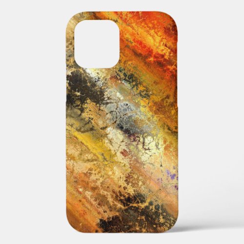 Gold Black Orange Abstract Pattern iPhone 12 Case