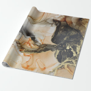 Gold Black Orange Abstract Wrapping Paper