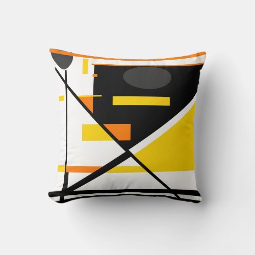 Gold Black Orange Gray White Geometric Design Throw Pillow