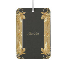 Gold Black Ornate Floral Air Freshener