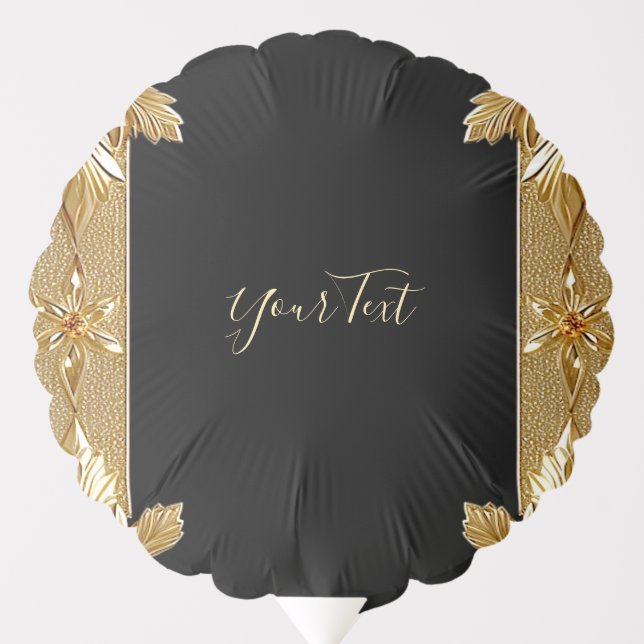 Gold Black Ornate Floral Balloon (Front)