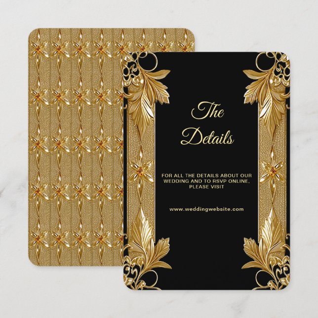 Gold Black Ornate Floral Detail Enclosure Card (Front/Back)