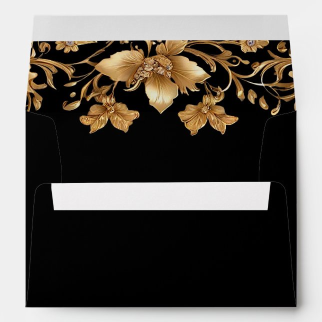Gold Black Ornate Floral Envelope (Back (Bottom))