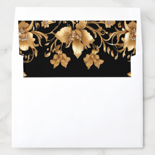 Gold Black Ornate Floral Envelope Liner