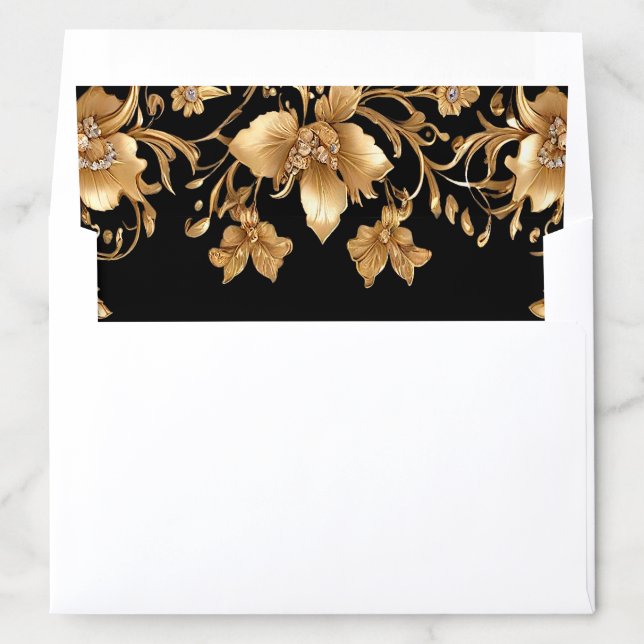 Gold Black Ornate Floral Envelope Liner (In Envelope)