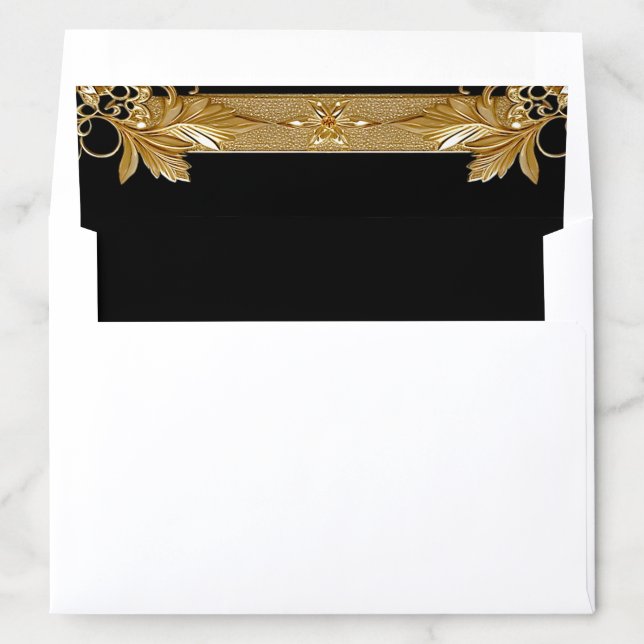 Gold Black Ornate Floral Envelope Liner (In Envelope)